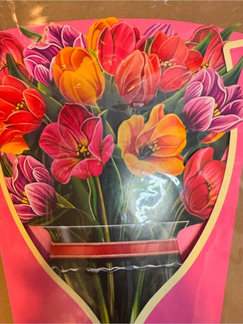 Tulip Bouquet Faux Floral Accent - Red, Orange, Pink
